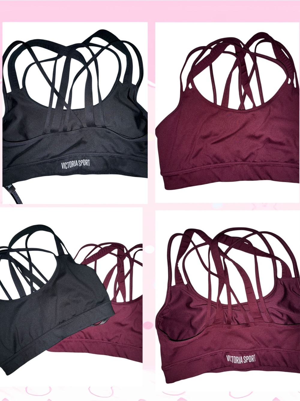 Victoria's Secret Strappy Sports Bra Duo in Black & Burgundy